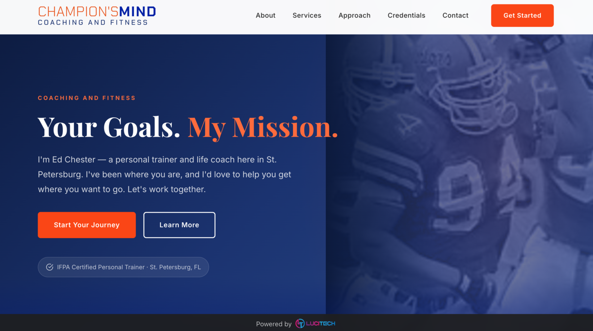 Screenshot of the Champion's Mind Coaching and Fitness website built by Lucitech