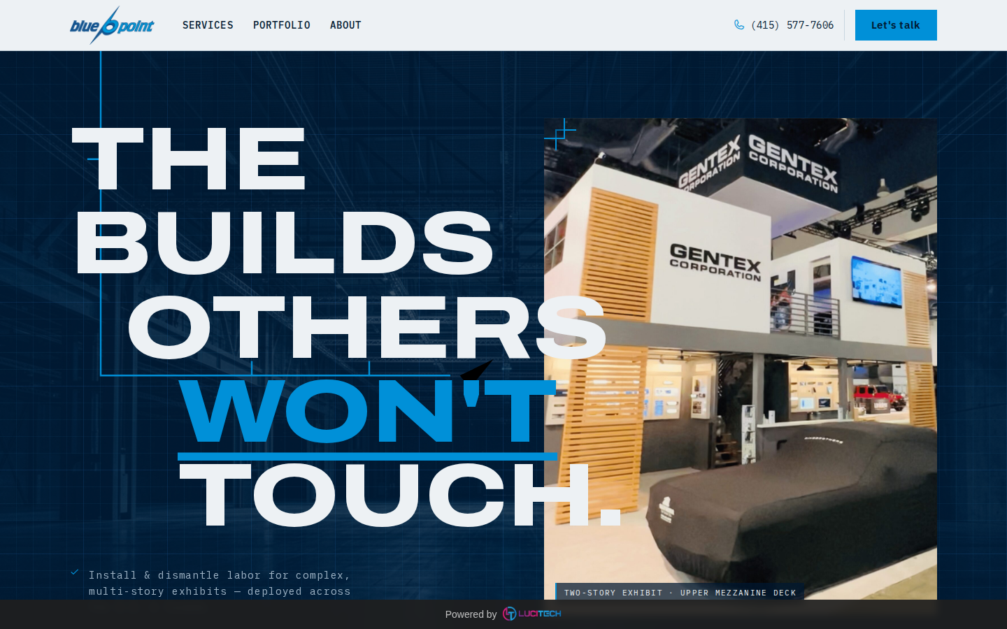 Screenshot of the Blue Point LLC website built by Lucitech