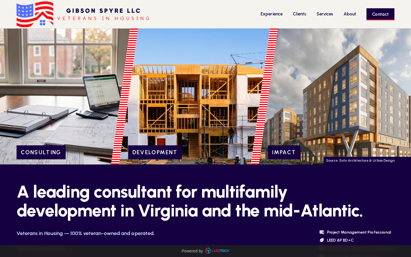 Screenshot of the Gibson Spyre website built by Lucitech