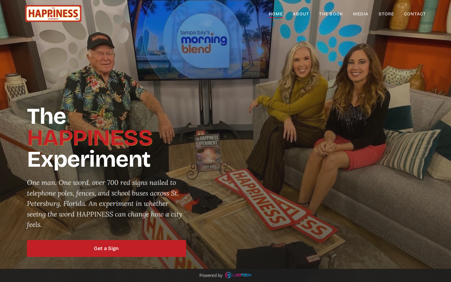 Screenshot of the The Happiness Experiment website built by Lucitech