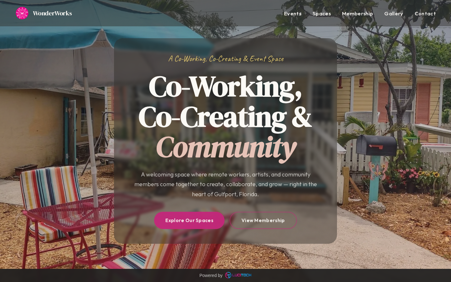 Screenshot of the WonderWorks website built by Lucitech